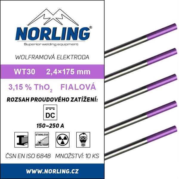 Elektroda wolframová WT30 2,4/175 purpur NORLING